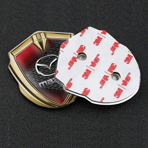 Mazda Bodyside Domed Emblem Gold Red Fragments Chrome Logo Effect