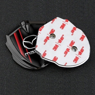 Mazda Emblem Metal Badge Graphite Crimson Stripes Chrome Logo Effect
