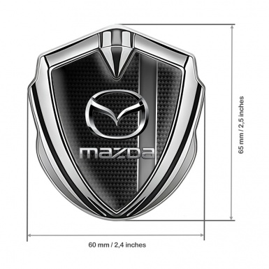 Mazda 3d Emblem Badge Silver Grey Sport Stripe Chrome Logo Effect