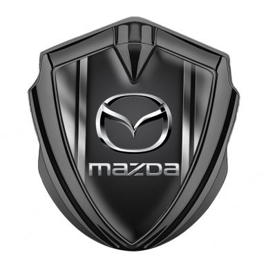 Mazda Emblem Badge Self Adhesive Graphite Metal Frame Chrome Logo