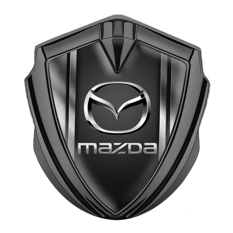 Mazda Emblem Badge Self Adhesive Graphite Metal Frame Chrome Logo