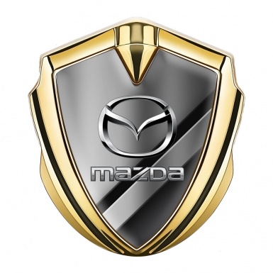 Mazda Silicon Emblem Badge Gold Metal Panels Chrome Logo Effect