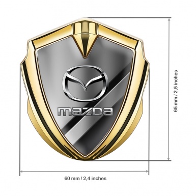 Mazda Silicon Emblem Badge Gold Metal Panels Chrome Logo Effect