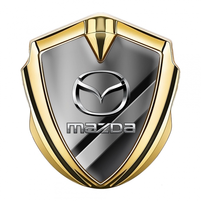Mazda Silicon Emblem Badge Gold Metal Panels Chrome Logo Effect