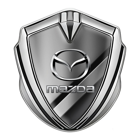Mazda Silicon Emblem Badge Silver Metal Panels Chrome Logo Effect