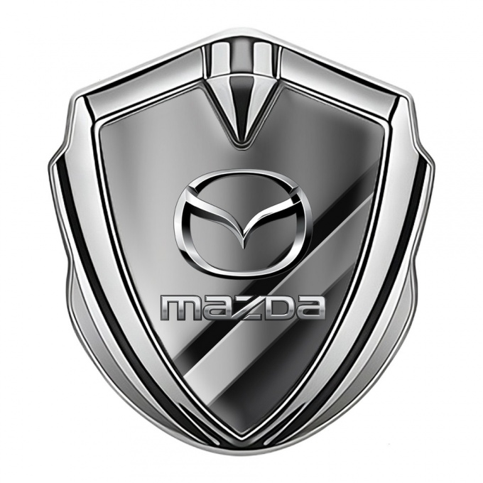 Mazda Silicon Emblem Badge Silver Metal Panels Chrome Logo Effect