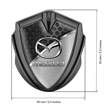 Mazda Emblem Car Badge Graphite Hexagon Base Chrome Logo Effect