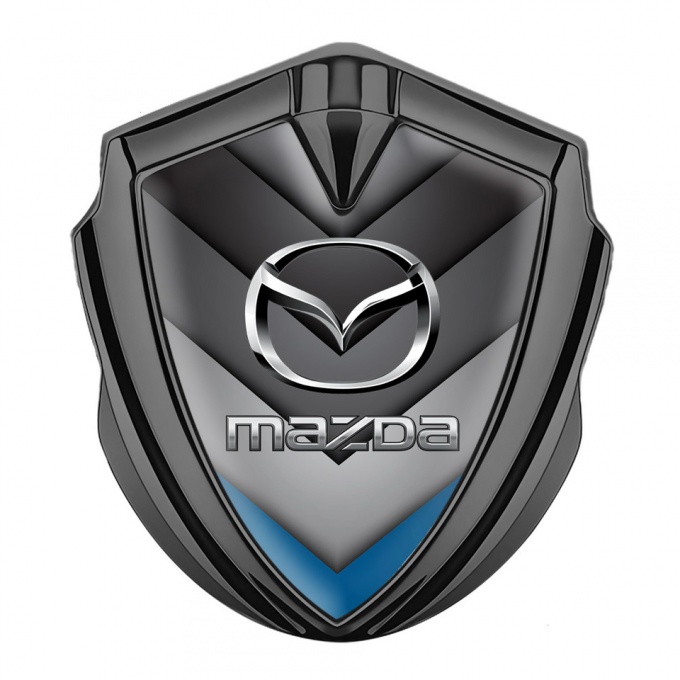 Mazda Bodyside Emblem Self Adhesive Graphite Blue Tip Chrome Logo Effect