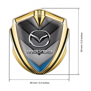Mazda Bodyside Emblem Self Adhesive Gold Blue Tip Chrome Logo Effect