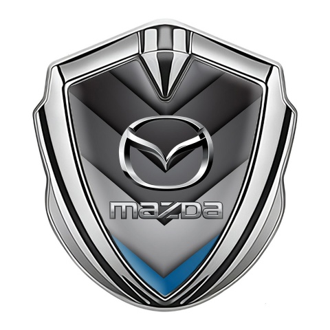 Mazda Bodyside Emblem Self Adhesive Silver Blue Tip Chrome Logo Effect