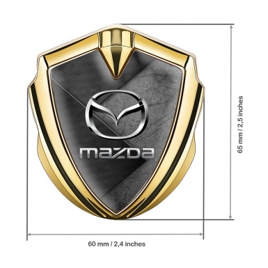 Mazda Emblem Silicon Badge Gold Brazed Surface Chrome Logo Effect