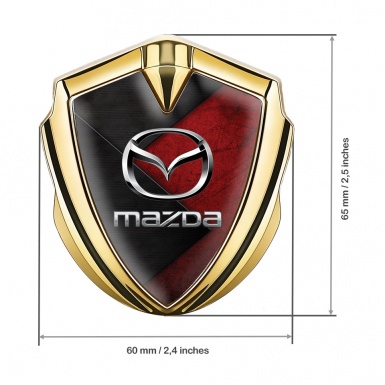 Mazda Metal Domed Emblem Gold Red Panel Chrome Logo Edition