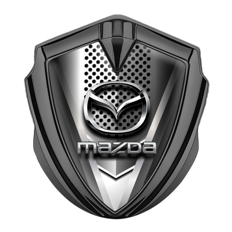 Mazda Badge Self Adhesive Graphite Metallic Grate Chrome Logo Edition