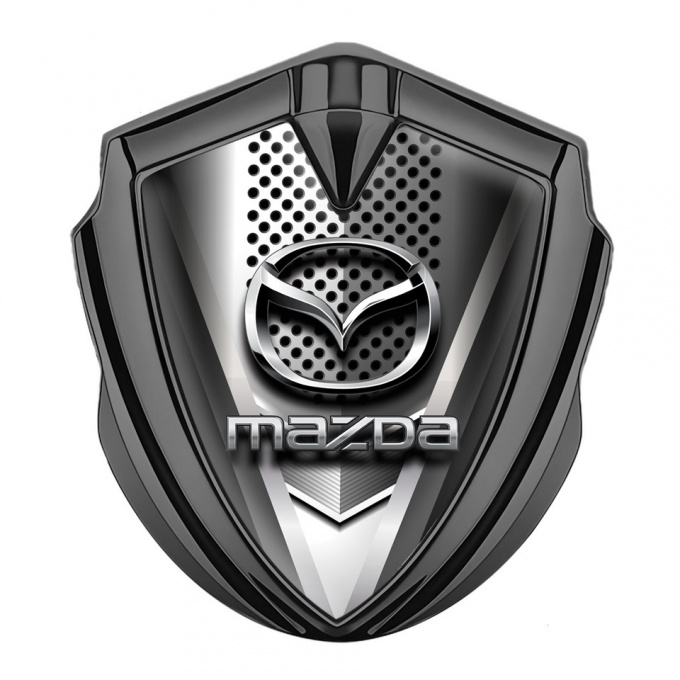 Mazda Badge Self Adhesive Graphite Metallic Grate Chrome Logo Edition