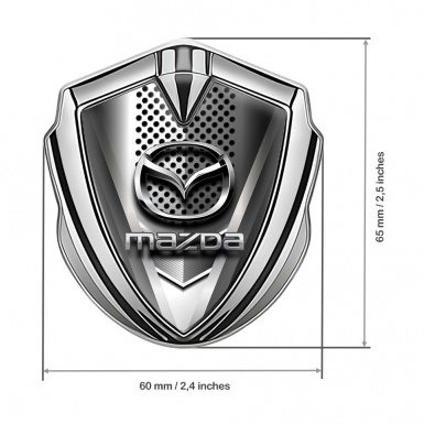 Mazda Badge Self Adhesive Silver Metallic Grate Chrome Logo Edition
