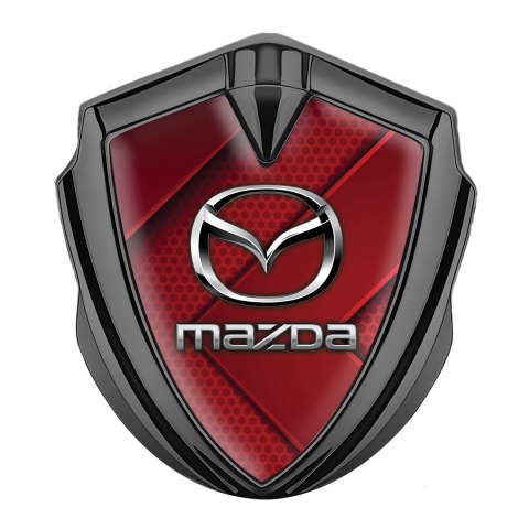 Mazda Emblem Fender Badge Graphite Red Hex Chrome Logo Edition