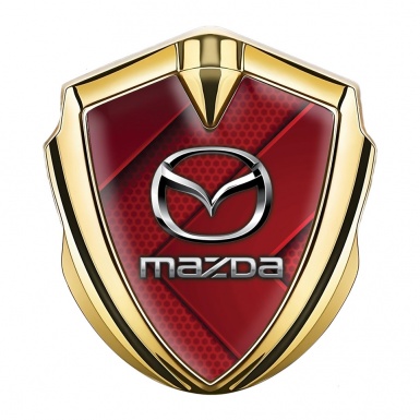 Mazda Emblem Fender Badge Gold Red Hex Chrome Logo Edition
