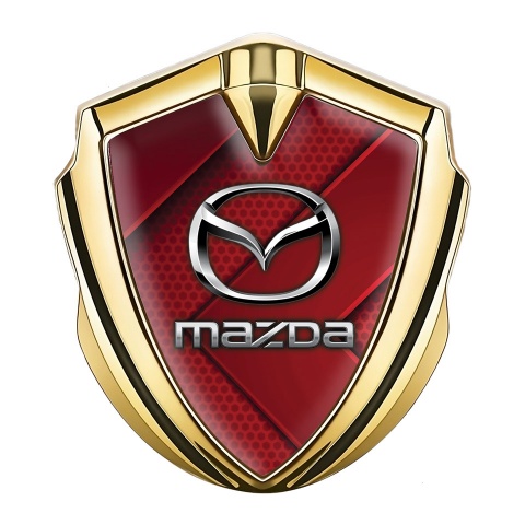 Mazda Emblem Fender Badge Gold Red Hex Chrome Logo Edition