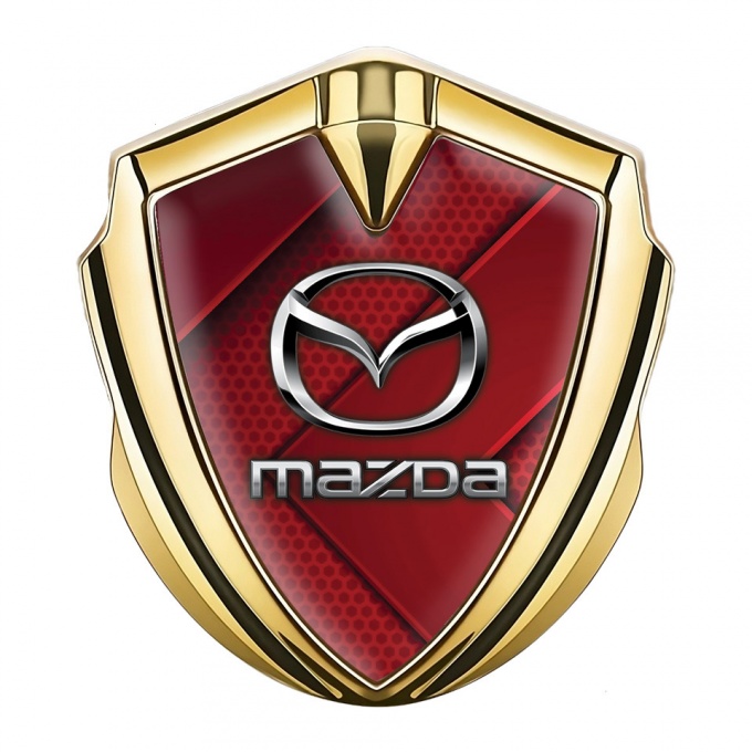 Mazda Emblem Fender Badge Gold Red Hex Chrome Logo Edition