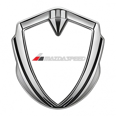 Mazda Speed Fender Emblem Badge Silver Pearl Base White Red Logo