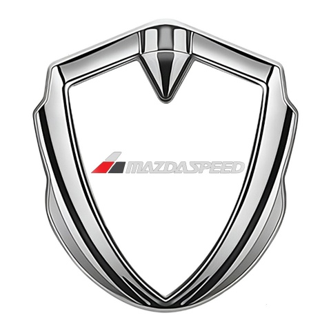 Mazda Speed Fender Emblem Badge Silver Pearl Base White Red Logo