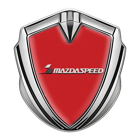 Mazda Speed Emblem Trunk Badge Silver Crimson Base White Red Logo