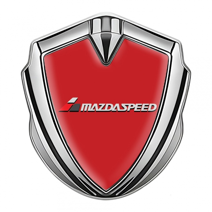 Mazda Speed Emblem Trunk Badge Silver Crimson Base White Red Logo