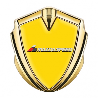 Mazda Speed Emblem Self Adhesive Gold Yellow Base White Red Logo