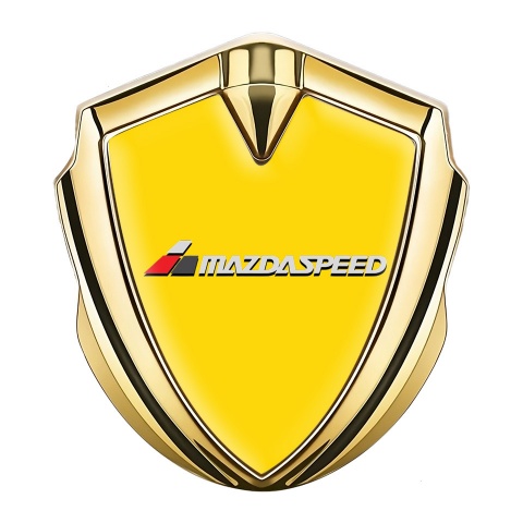 Mazda Speed Emblem Self Adhesive Gold Yellow Base White Red Logo