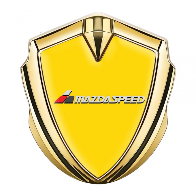 Mazda Speed Emblem Self Adhesive Gold Yellow Base White Red Logo