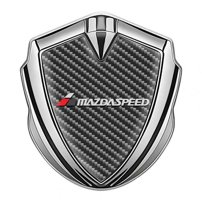 Mazda Speed Domed Emblem Badge Silver Dark Carbon Grey Logo Edition