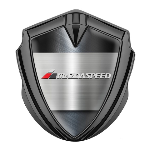 Mazda Speed 3d Emblem Badge Graphite Polished Steel Grey Logo Design