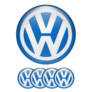 VW Volkswagen Domed Stickers Wheel Center Cap Blue Classic