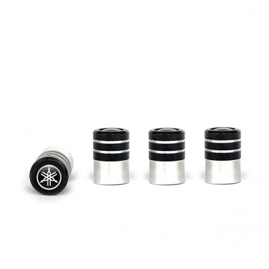 Yamaha Valve Caps Tire Black - Aluminium 4 pcs Black White Logo