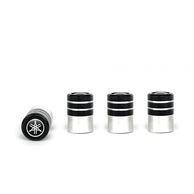 Yamaha Valve Caps Tire Black - Aluminium 4 pcs Black White Logo
