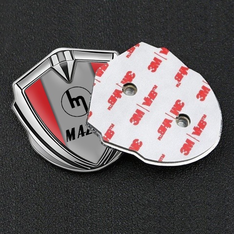 Mazda Emblem Metal Badge Silver Crimson Frame Vintage Logo