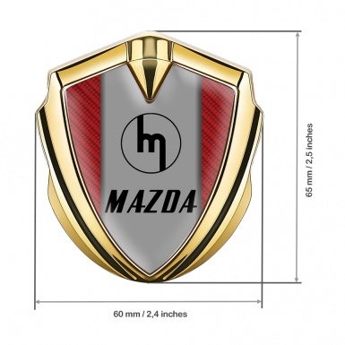 Mazda Emblem Fender Badge Gold Red Carbon Vintage Logo Edition