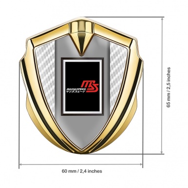 Mazda Speed Metal Emblem Badge Gold White Carbon Japanese Style