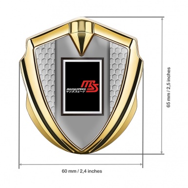 Mazda Speed Domed Emblem Badge Gold Honeycomb Japanese Style