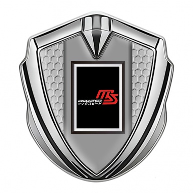 Mazda Speed Domed Emblem Badge Silver Honeycomb Japanese Style
