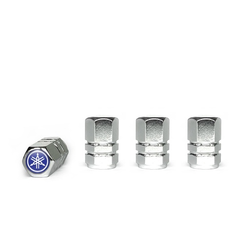 Yamaha Tyre Valve Caps Chrome 4 pcs Blue White Logo