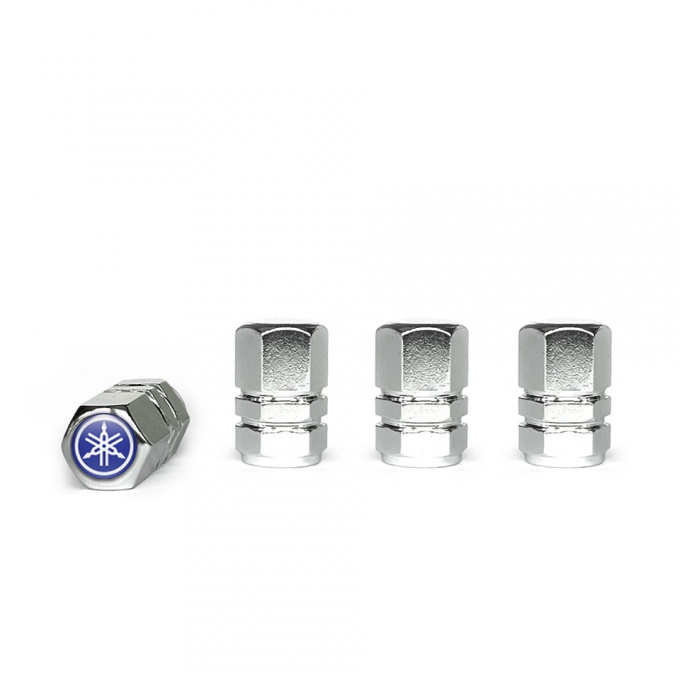 Yamaha Tyre Valve Caps Chrome 4 pcs Blue White Logo
