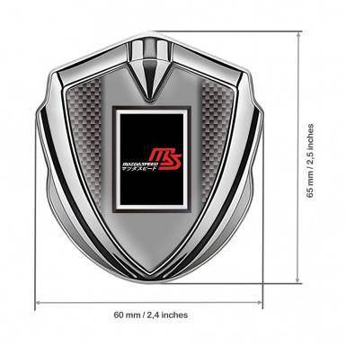 Mazda Speed Bodyside Domed Emblem Silver Grey Carbon Japanese Motif