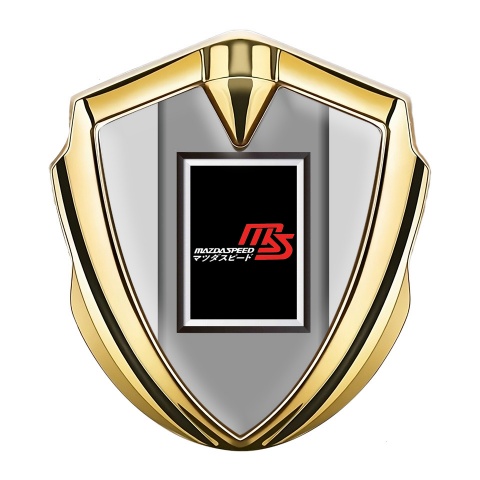 Mazda Speed 3d Emblem Badge Gold Grey Frame Japanese Logo