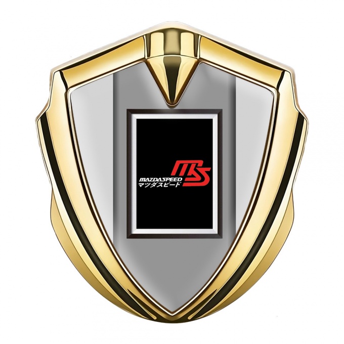 Mazda Speed 3d Emblem Badge Gold Grey Frame Japanese Logo