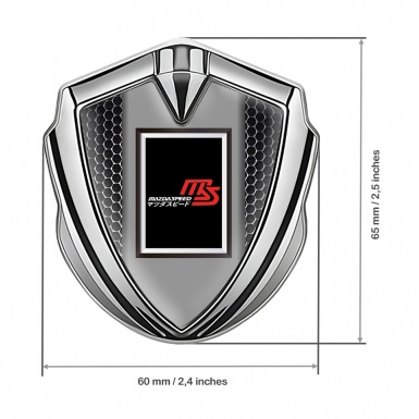Mazda Speed Silicon Emblem Badge Silver Dark Mesh Japanese Design