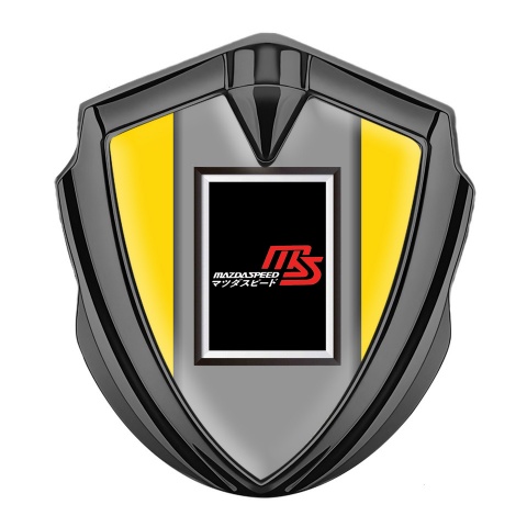 Mazda Speed Emblem Silicon Badge Graphite Yellow Frame Japanese Design