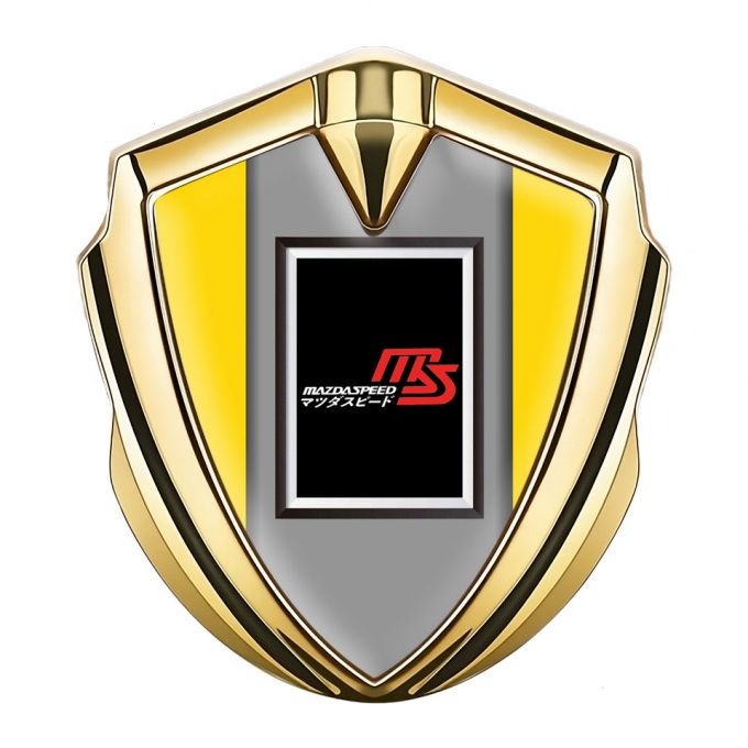 Mazda Speed Emblem Silicon Badge Gold Yellow Frame Japanese Design