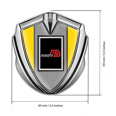 Mazda Speed Emblem Silicon Badge Silver Yellow Frame Japanese Design