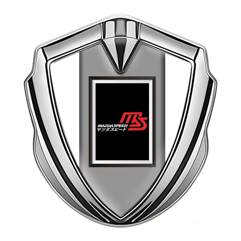 Mazda Speed Badge Self Adhesive Silver White Frame Japanese Design